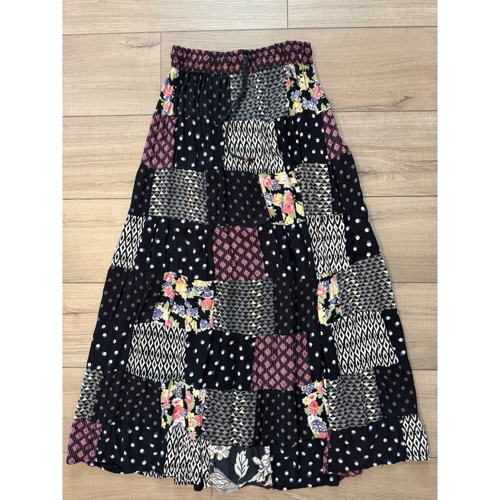 Patchwork skirt vintage small Jack Pot New‎ York Womens boho Cottagecore artsy - Picture 2 of 3